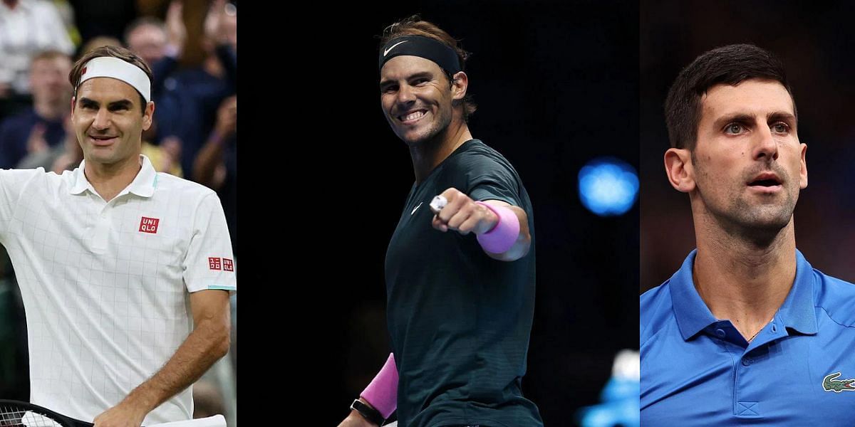 From L - Roger Federer, Rafael Nadal, and Novak Djokovic.