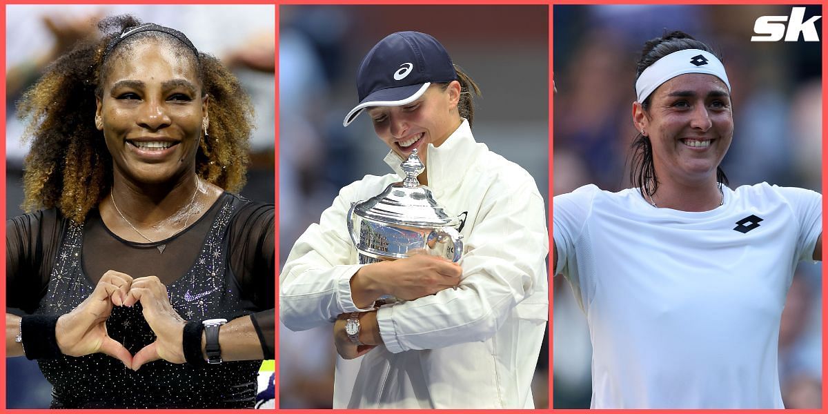 (L-R): Serena Williams, Iga Swiatek &amp; Ons Jabeur