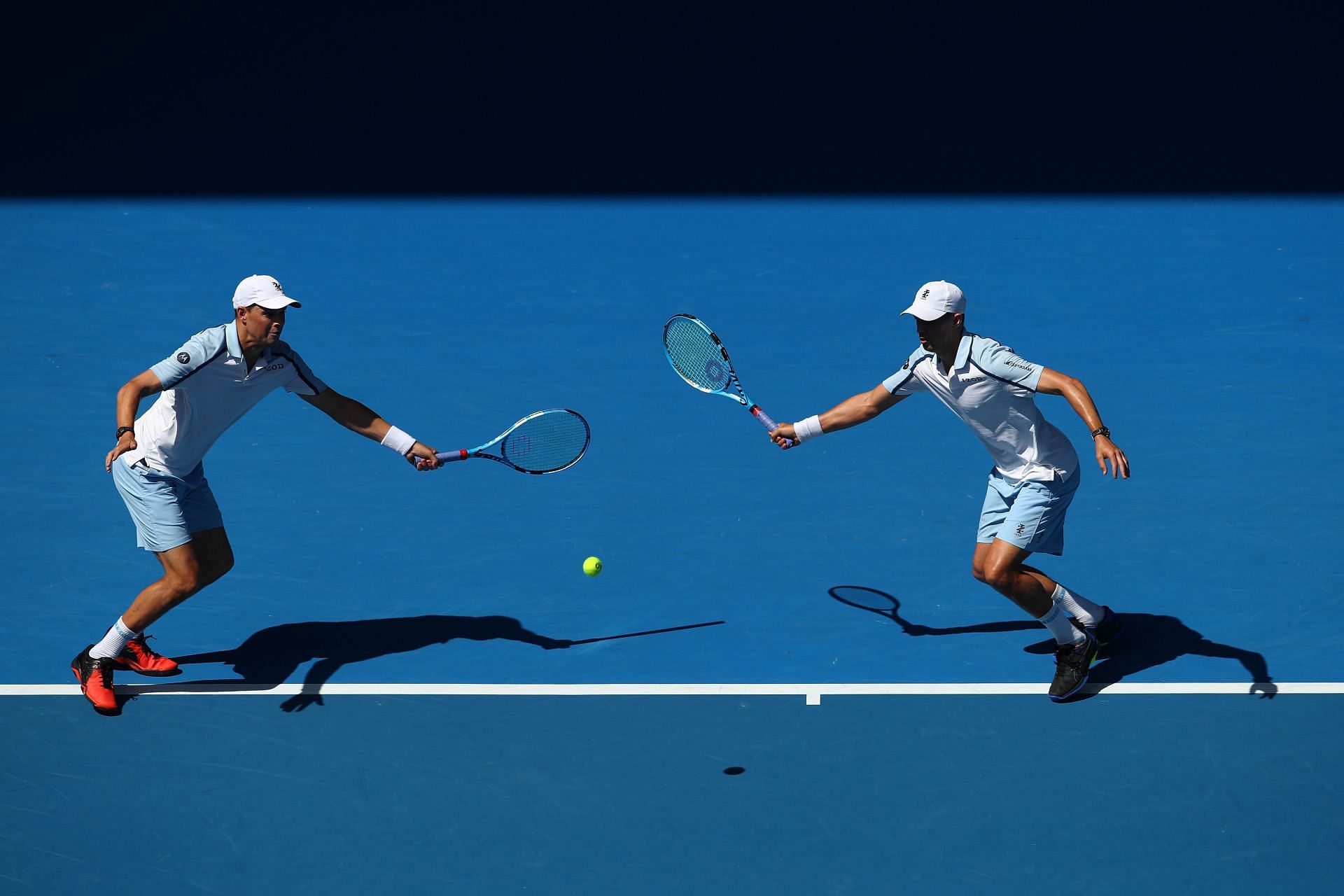 Mike Bryan and Bob Bryan in action at the 2019 Australian Open.