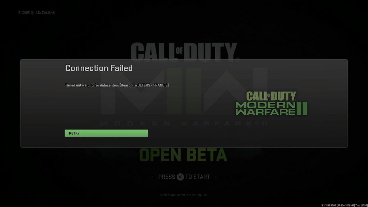 The error that players are experiencing (Image via Activision)