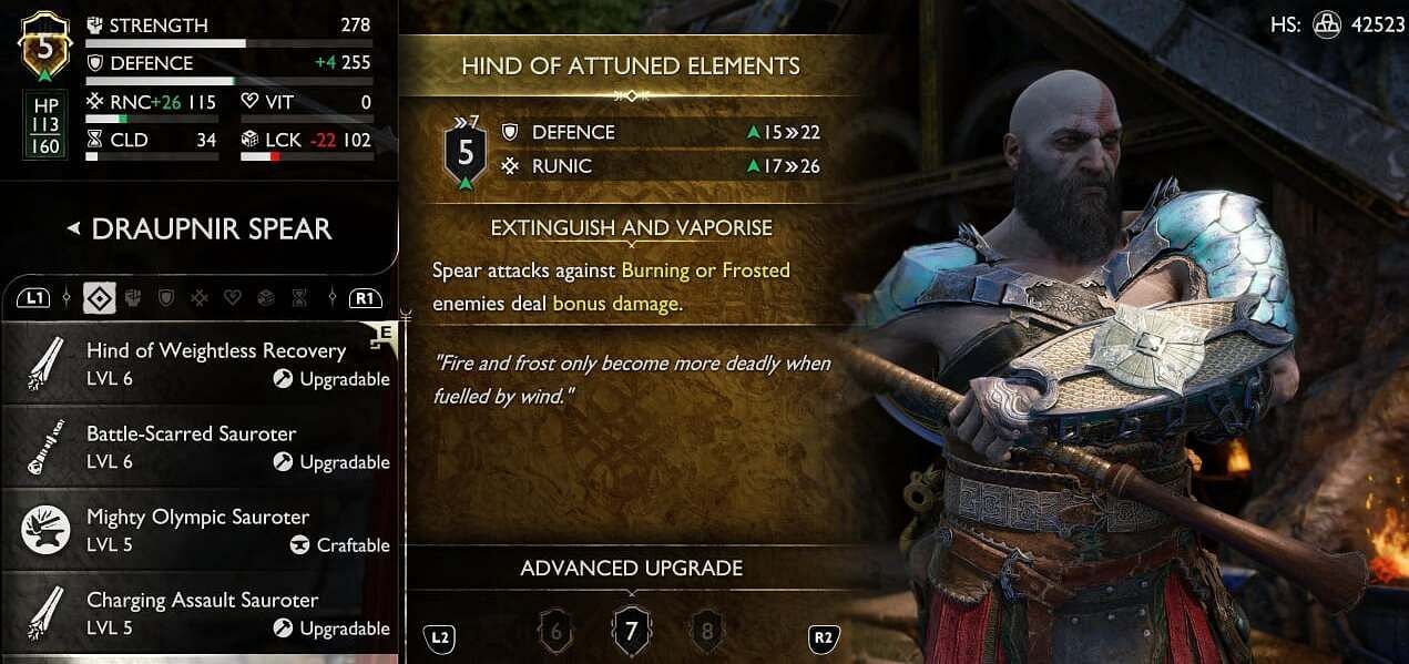 Elemental moves become more deadly in God of War Ragnarok with the Hind of Attuned Elements grip (image via Santa Monica Studio)