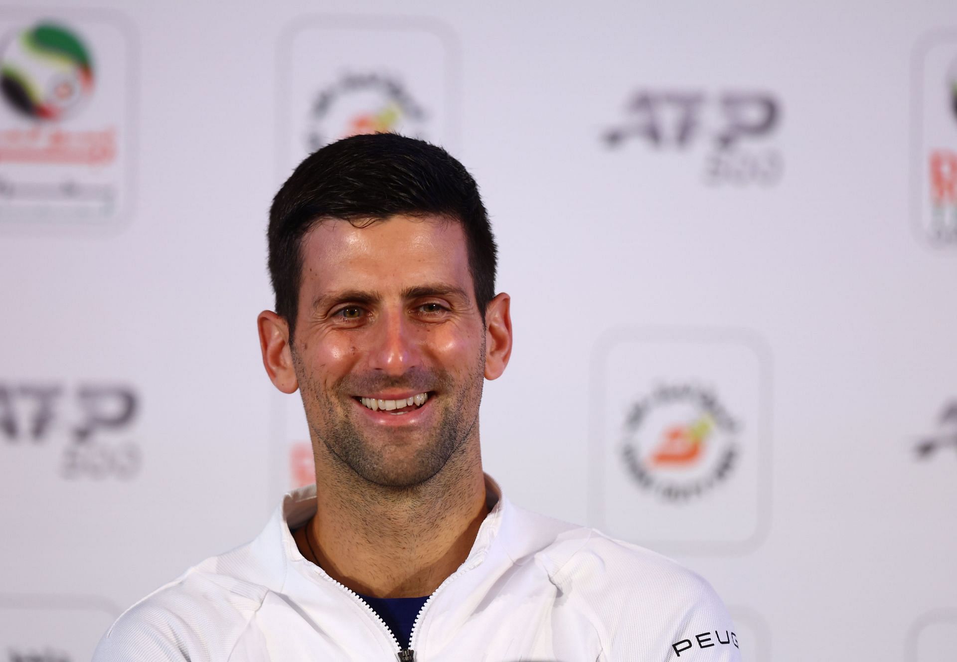 Novak Djokovic pictured in a press conference at the Dubai Duty-Free Tennis Championships.