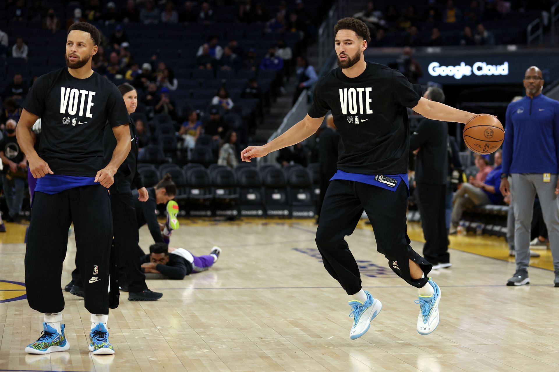 Steph Curry and Klay Thompson of the Golden State Warriors.