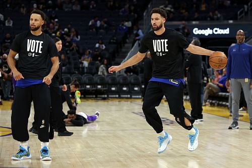 Steph Curry and Klay Thompson of the Golden State Warriors.