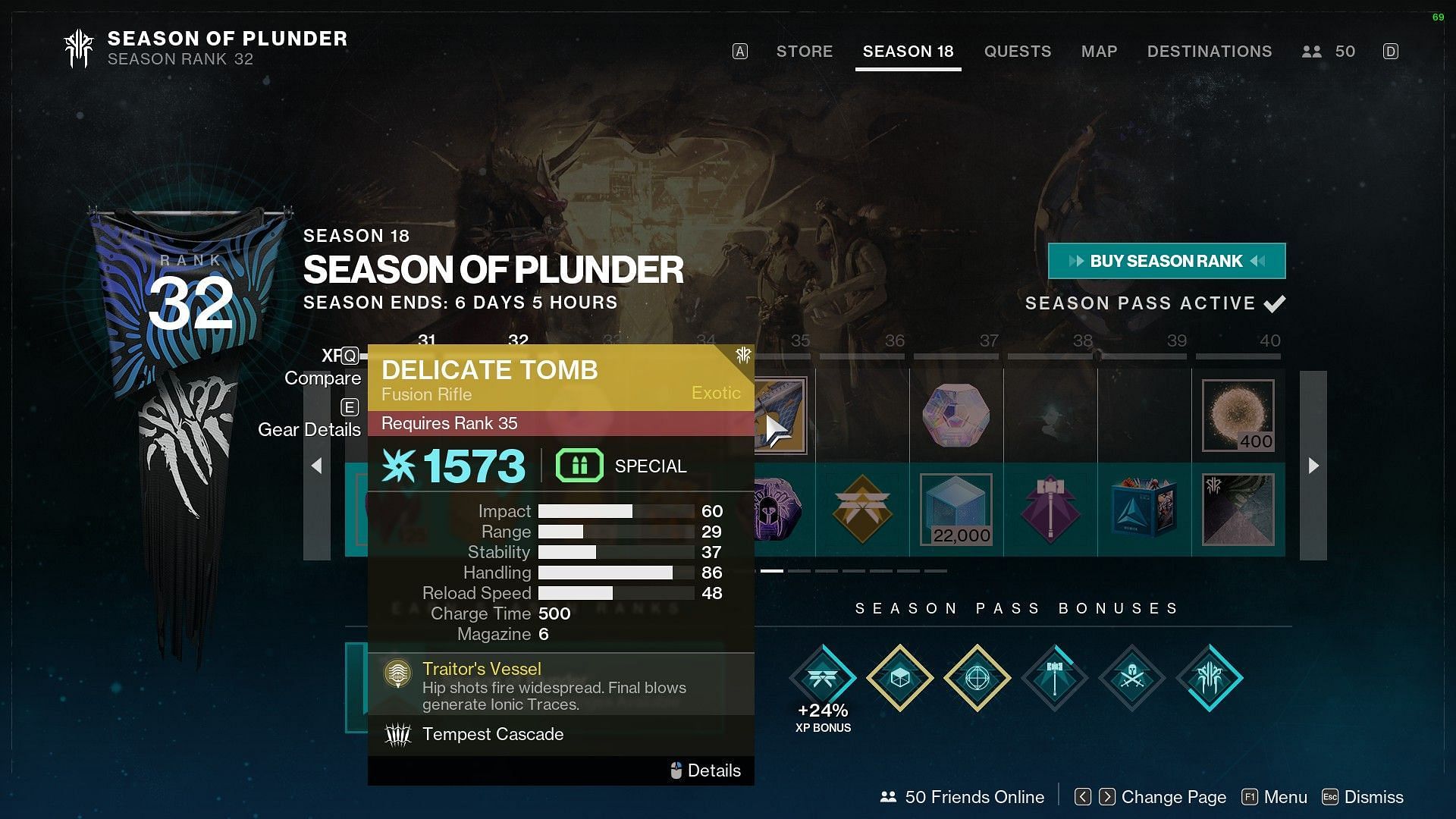 Delicate Tomb as a reward for the season pass (Image via Destiny 2)