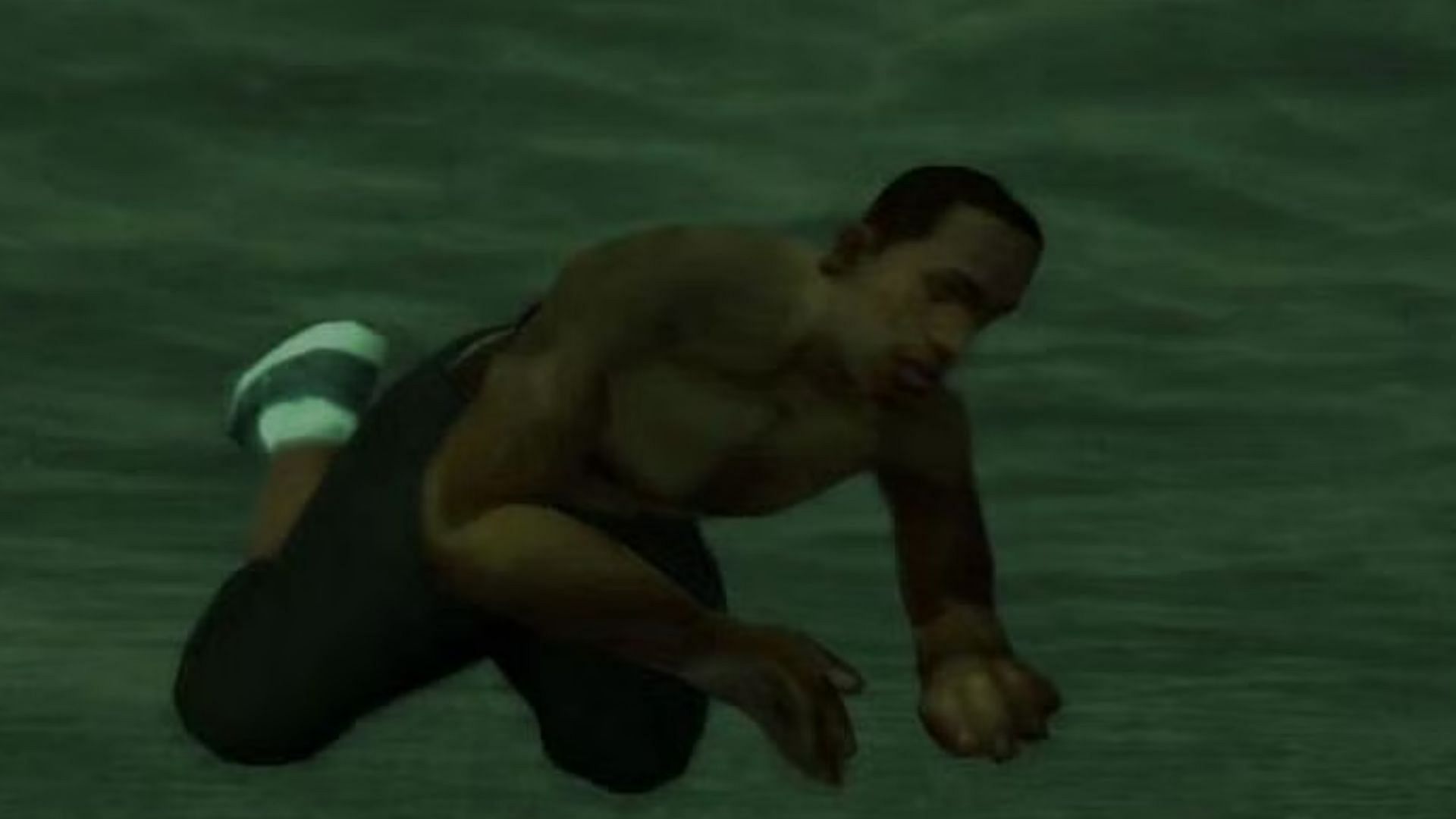 CJ diving underwater (Image via Rockstar Games)