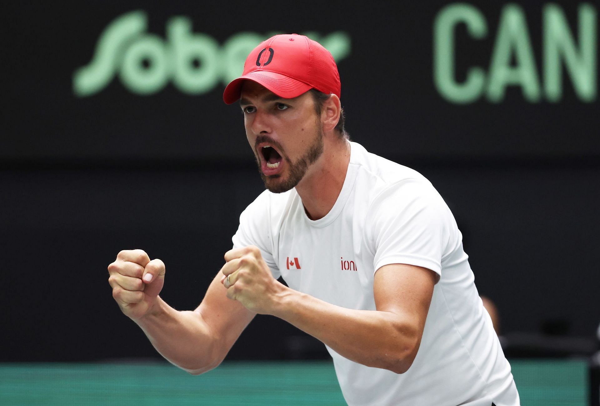 Frank Dancevic during Canada's 2022 Davis Cup Group Stage match against Korea Republic