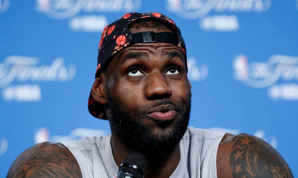 LeBron James speaking with the media during 2016 NBA Playoffs
