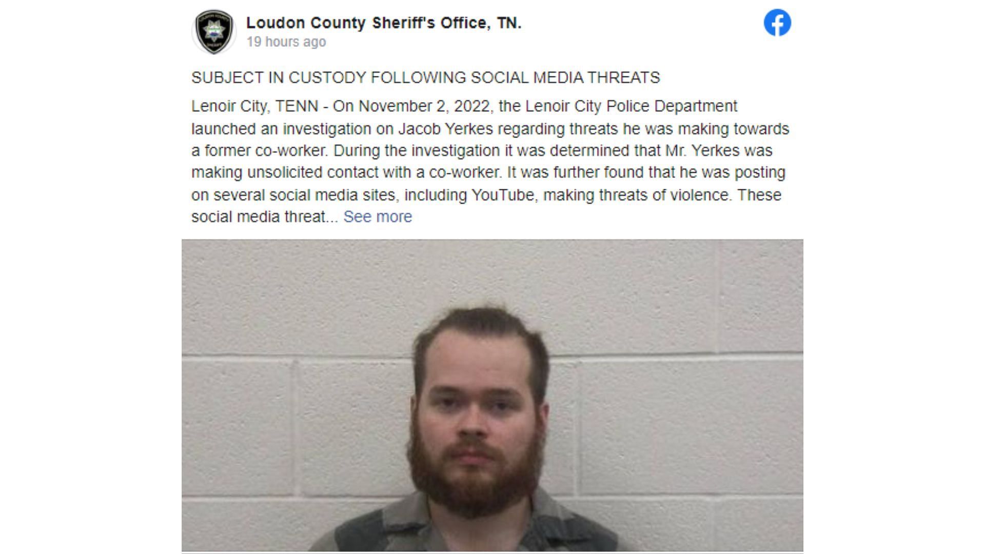 The TikToker arrested for stalking and intent to assault (image via Facebook)