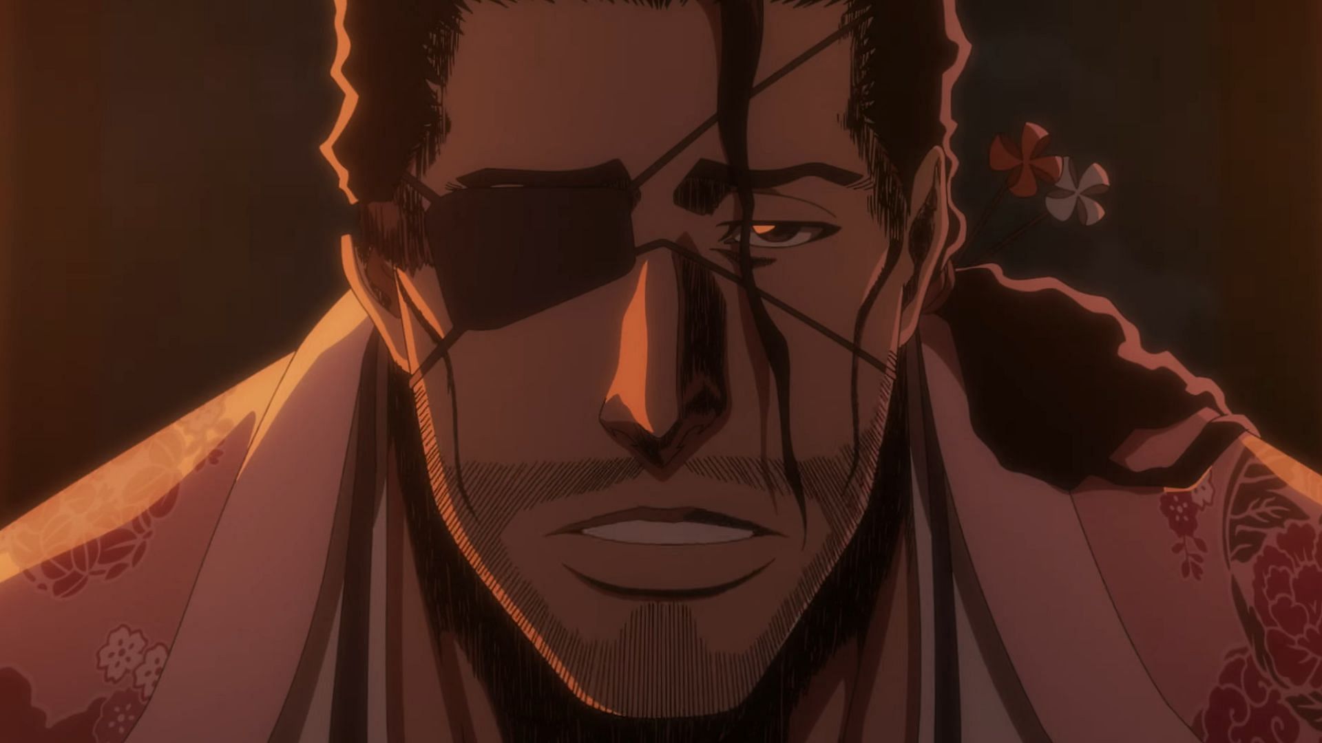 Shunsui Kyoraku as seen in Bleach: Thousand-Year Blood War episode 8 (Image via Studio Pierrot)