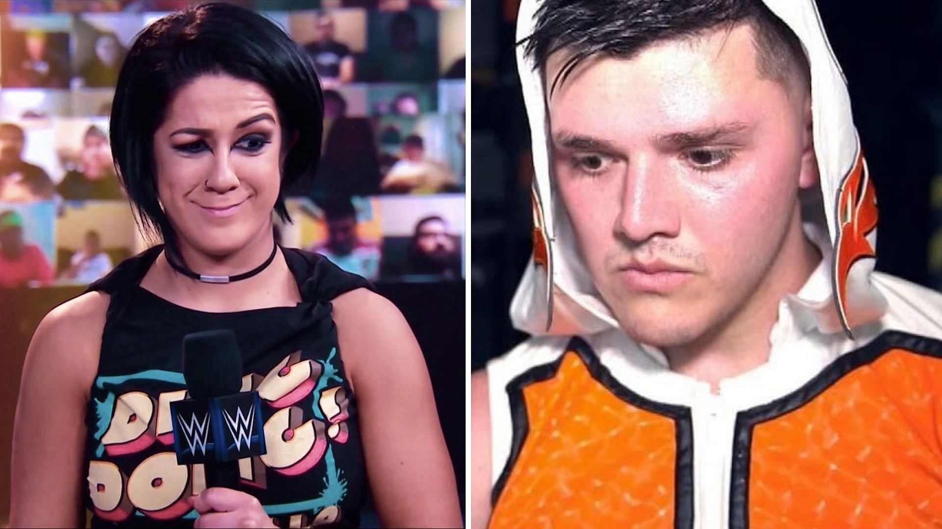 Bayley (left); Dominik Mysterio (right)