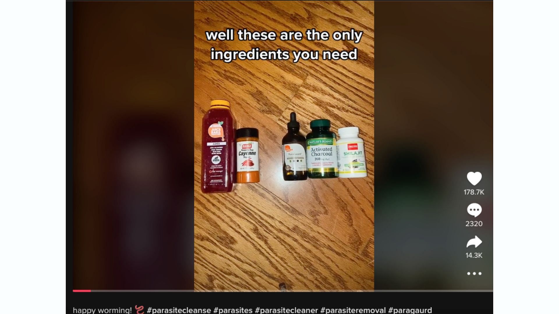 TikToker shares ingredients for parasite cleansing (image via TikTok)