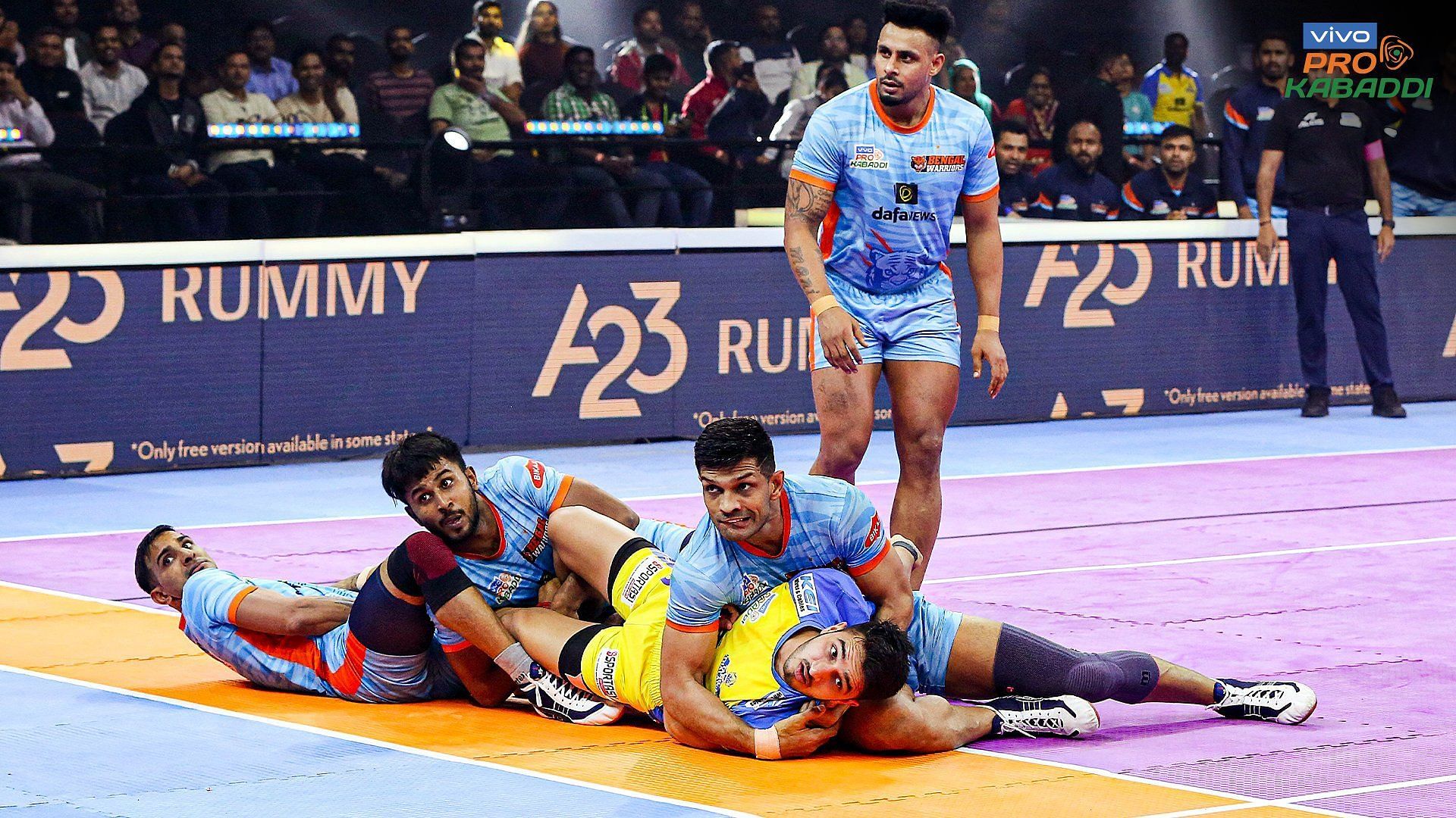 Tamil Thalaivas battled the Bengal Warriors yesterday (Image: PKL/Twitter)