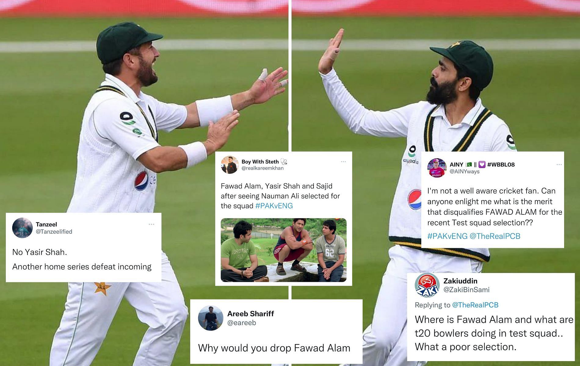 Yasir Shah (L) and Fawad Alam (R). (Pics: Getty/Twitter)