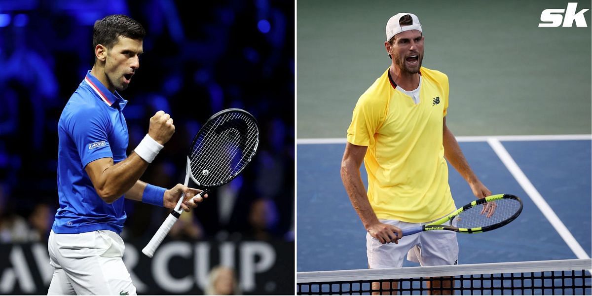 Novak Djokovic (L) and Maxime Cressy.