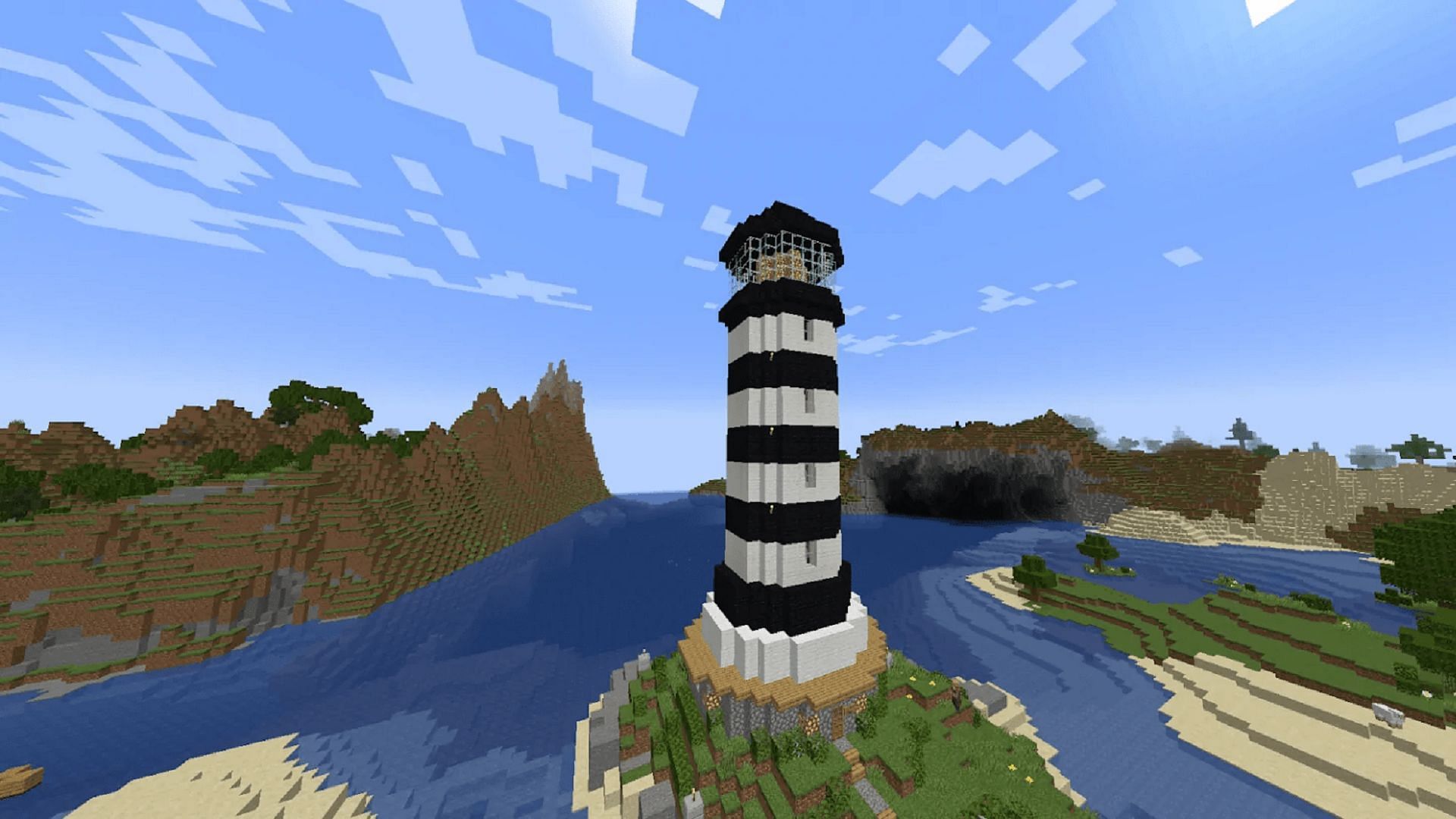A lighthouse makes a perfect companion for beach and ocean builds (Image via PvPLive)