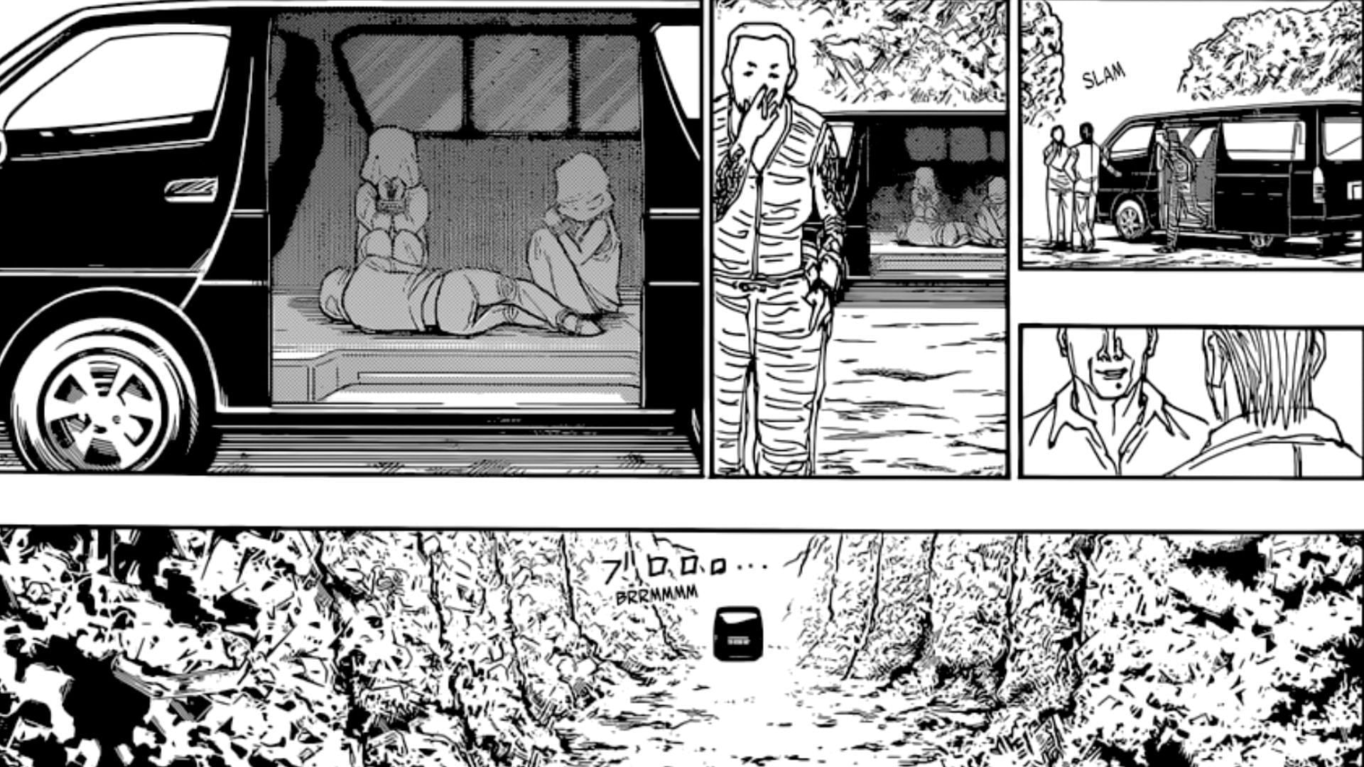 The children getting kidnapped in Hunter x Hunter chapter 395 (Image via Shueisha)