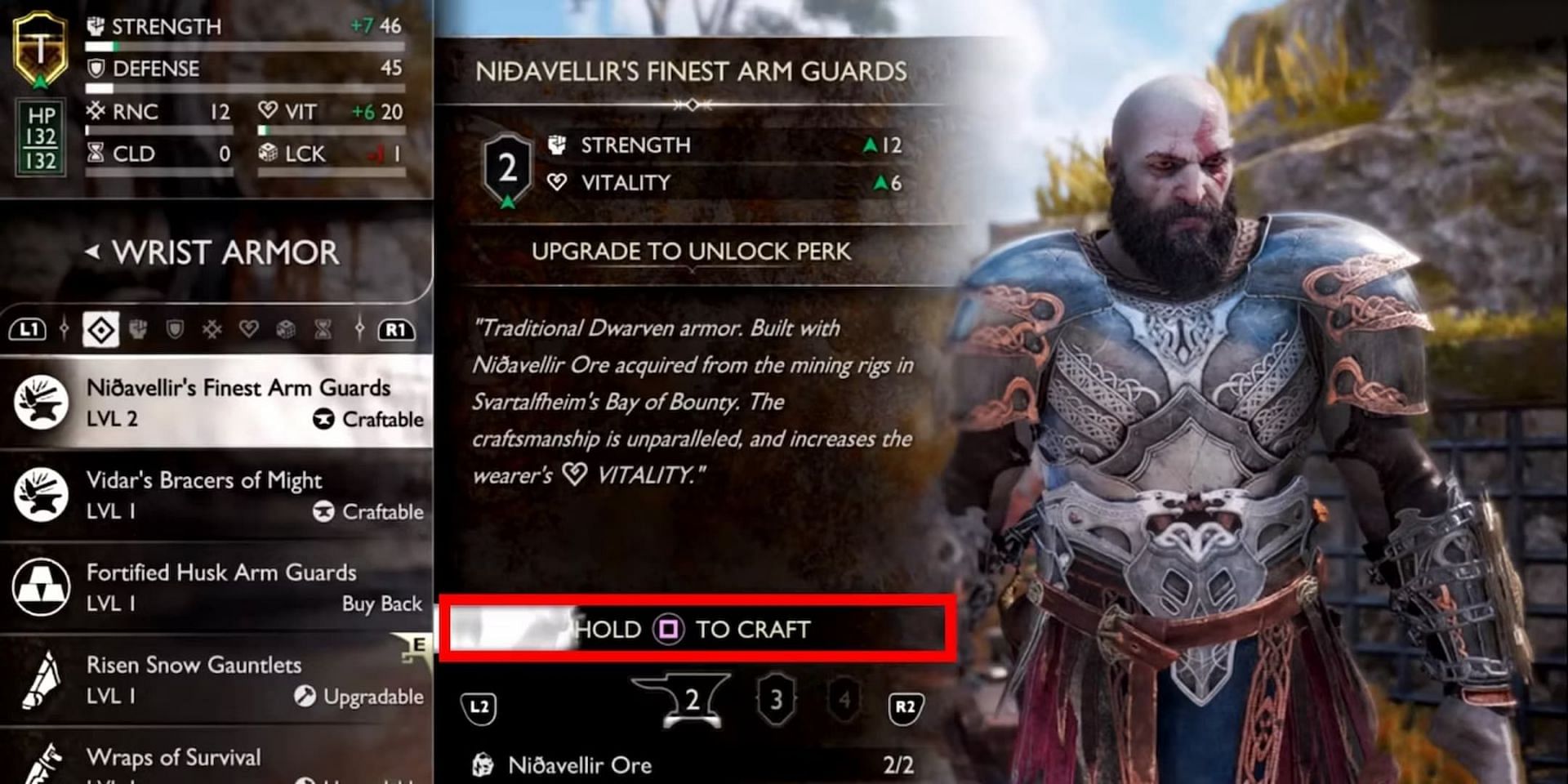 The Nidavellir armor set is the best one that God of War Ragnarok players can use in the early game (Image via Santa Monica Studio)