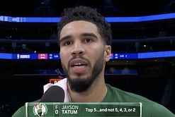 Boston Celtics’ broadcast displays cheeky banner suggesting Jayson Tatum is the best player in the league: “Top 5… And Not 5,4,3 or 2”