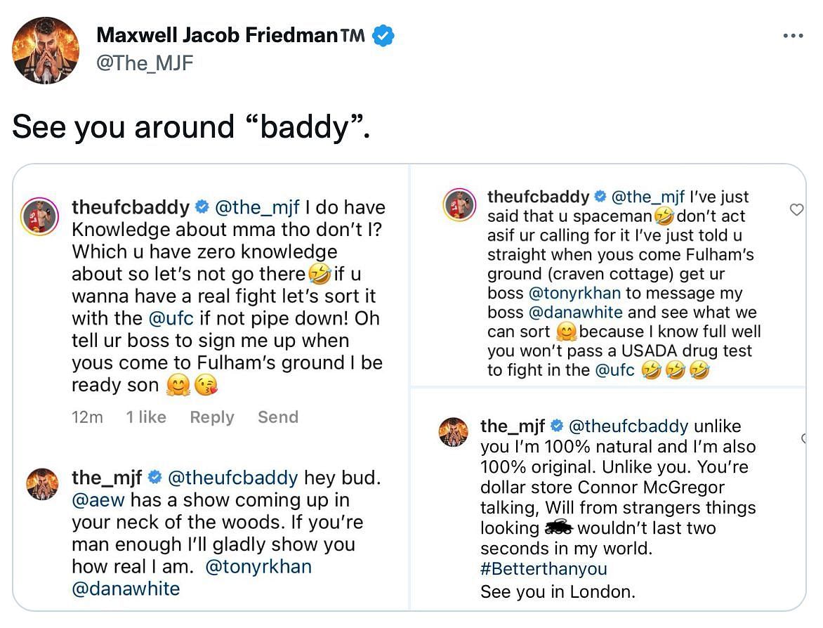 MJF&#039;s heated exchange with UFC fighter