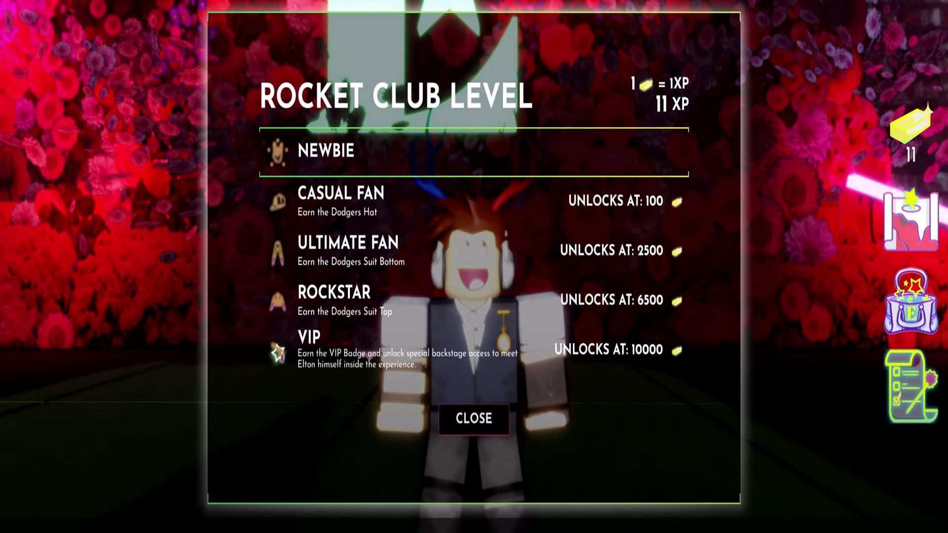 Rocket Club Level offers more details about the free items to the players (Image via Conor3D)