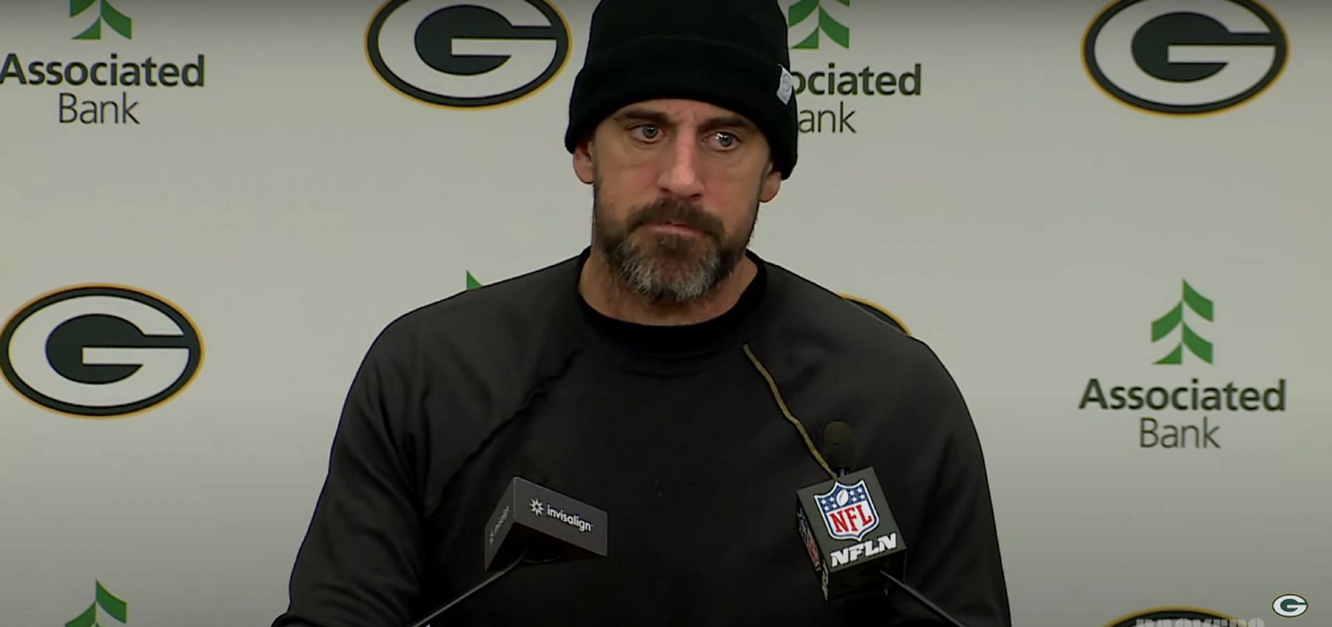 Packers quarterback with intense look - Courtesy of Green Bay Packers on YouTube