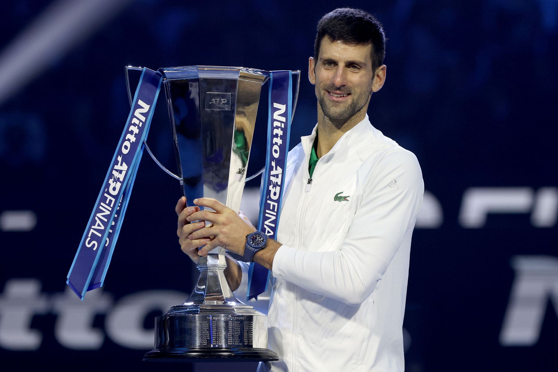 Novak Djokovic lifted his record sixth ATP Finals trophy in 2022
