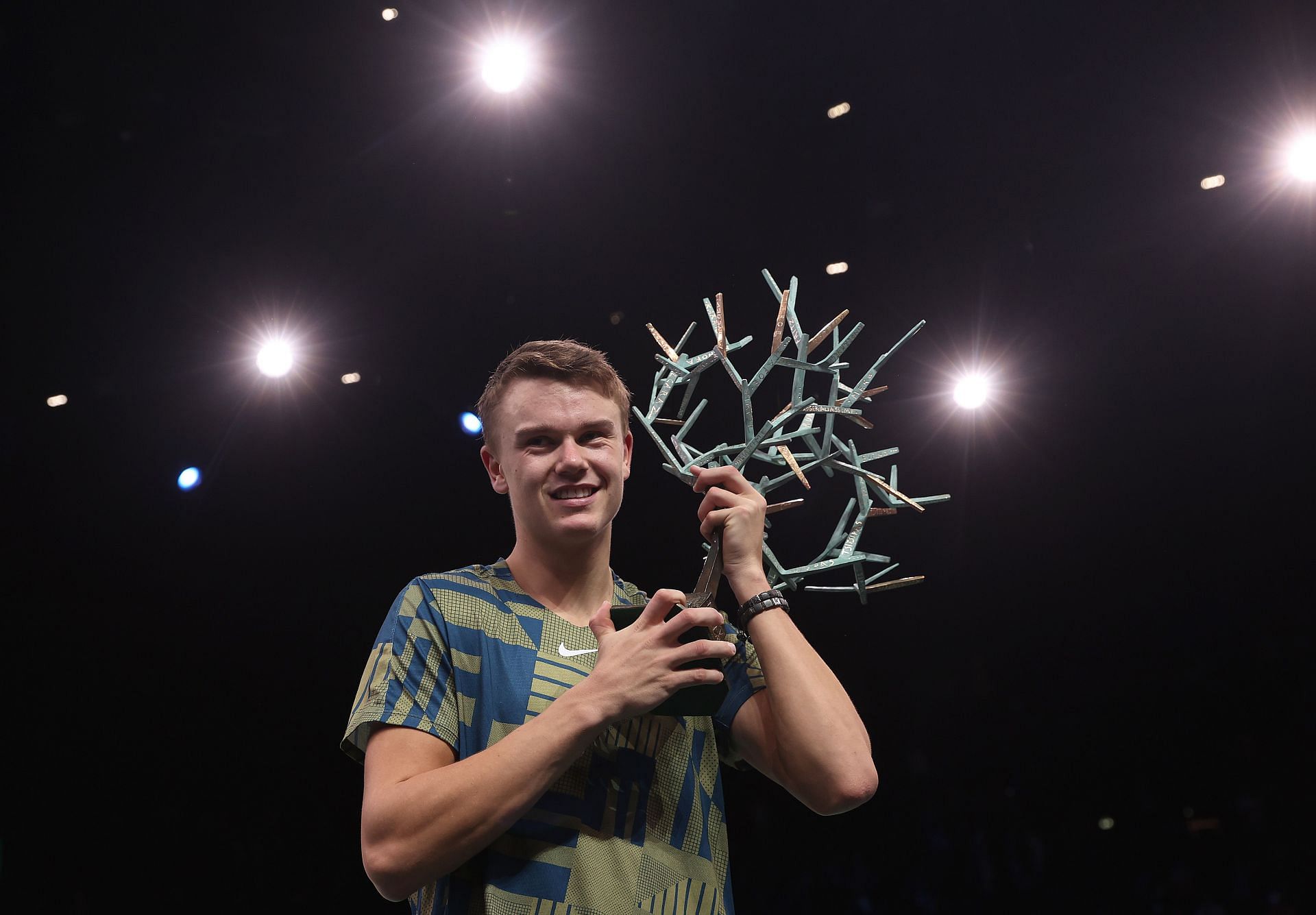 Holger Rune after winning the Paris Masters