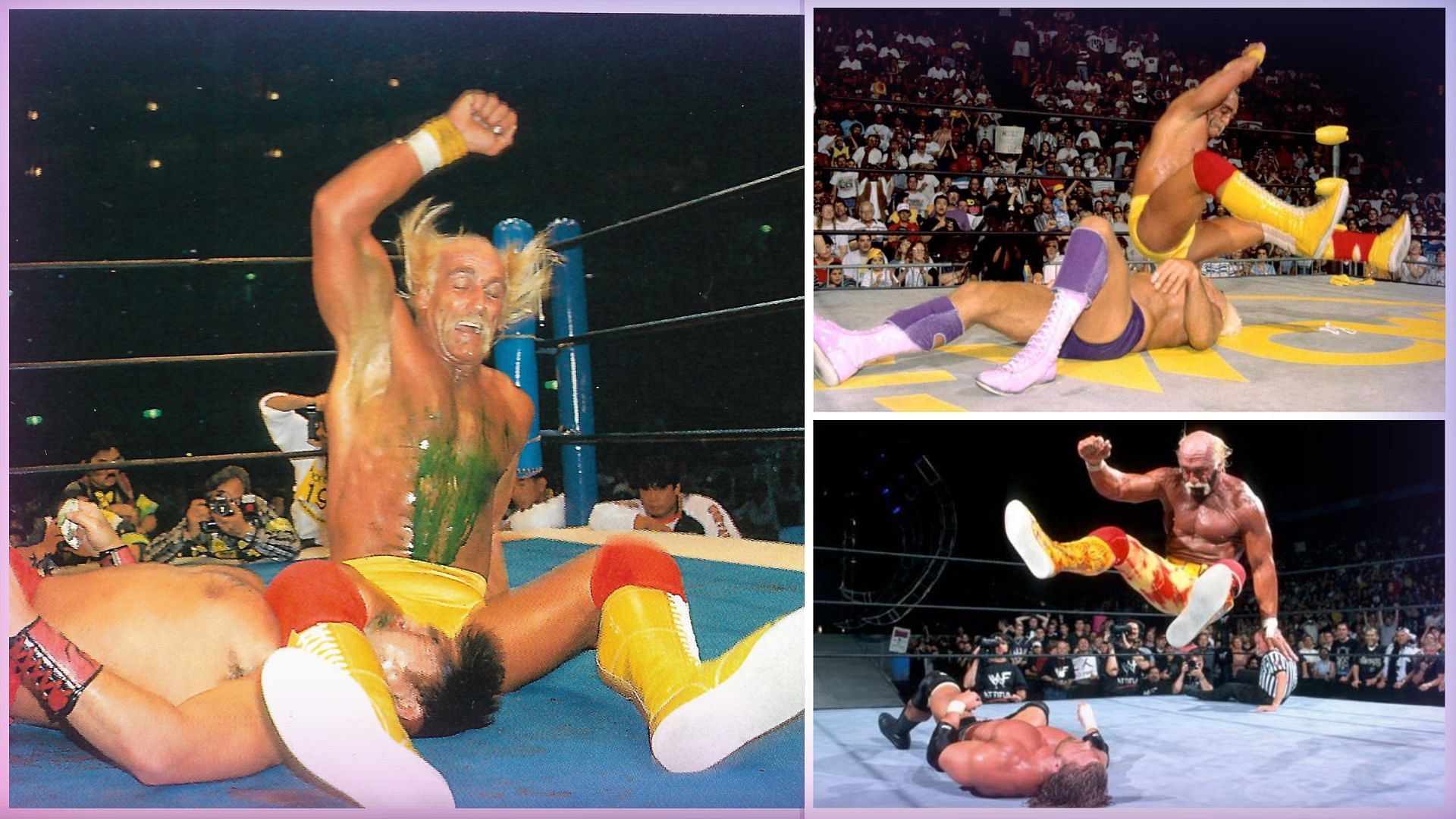 WWE Superstar and Hall of Famer Hulk Hogan performing his log kick