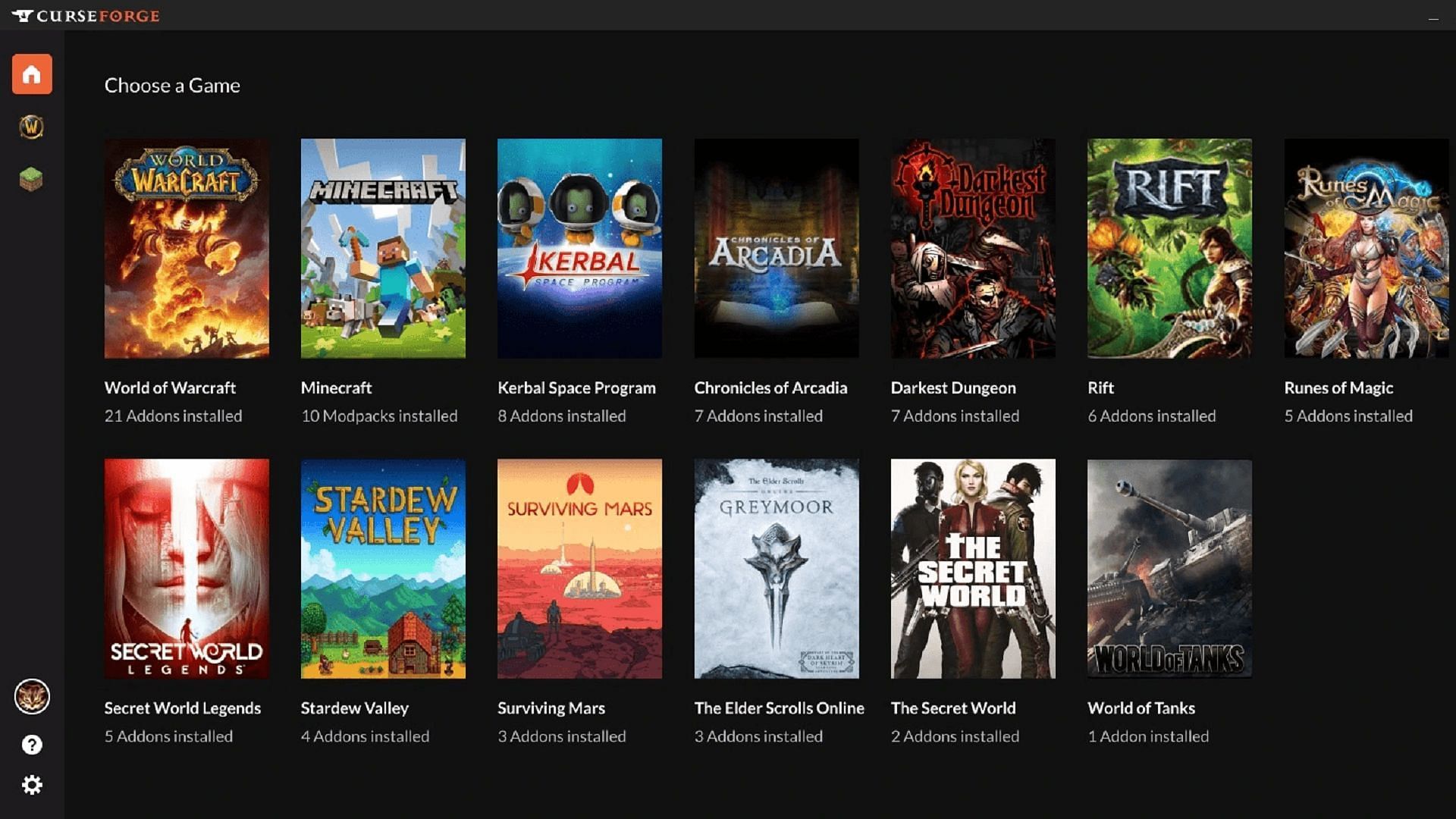 CurseForge can install various mods for multiple games at once (Image via Overwolf)