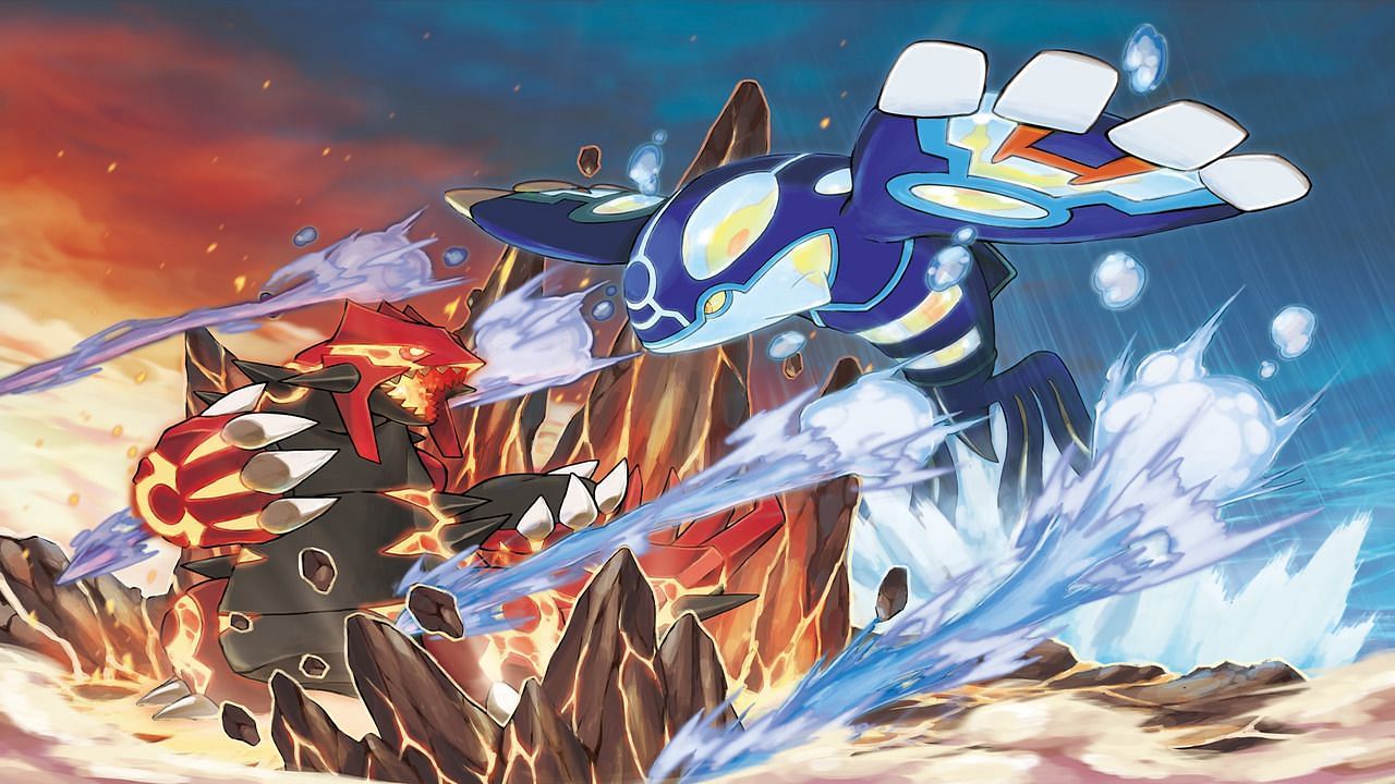 Official artwork for Primal Reversion featuring Primal Groudon and Primal Kyogre (Image via The Pokemon Company)
