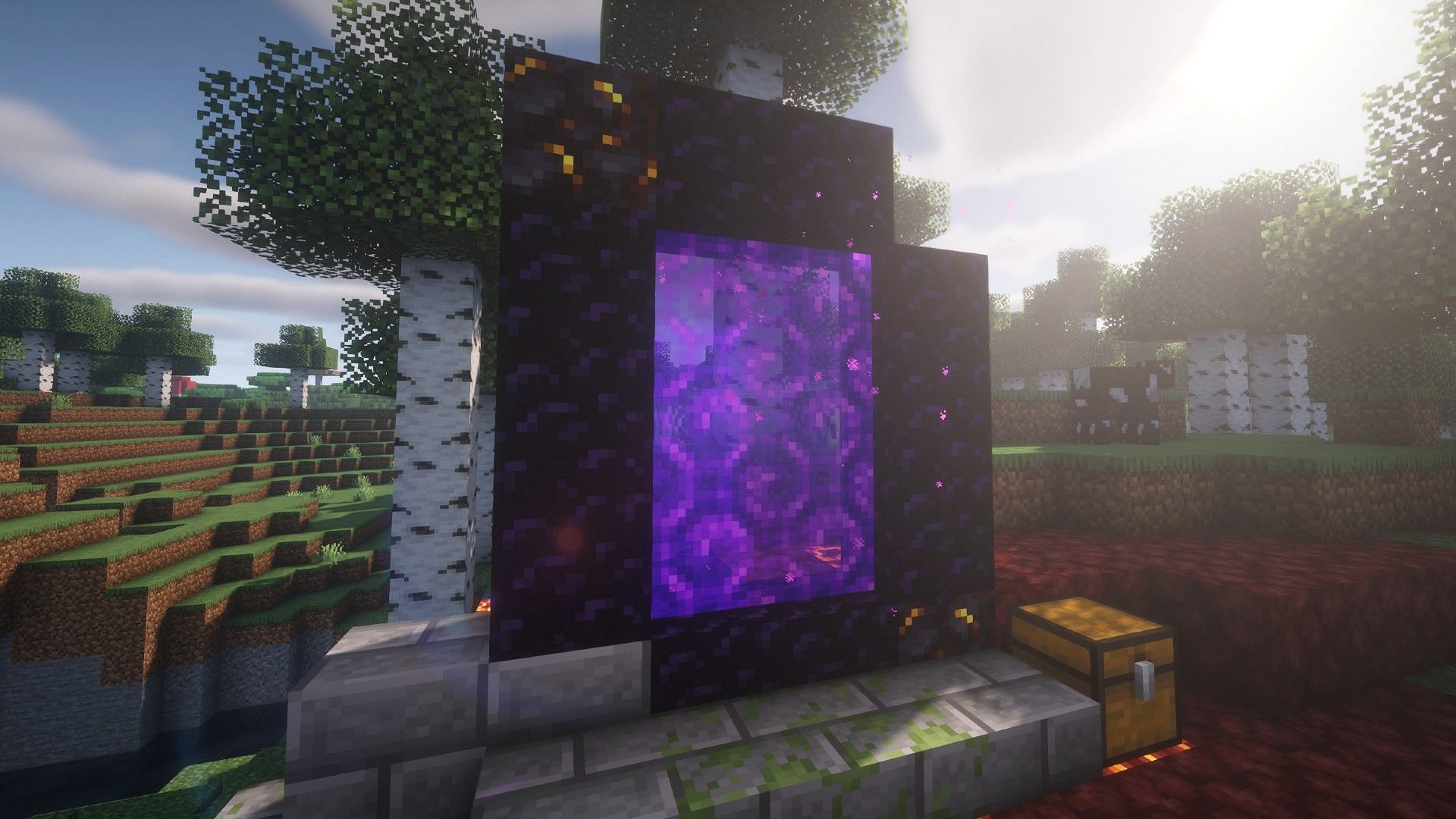 With the right placement, Nether portals can be an incredible way to traverse the Overworld (Image via Mojang)