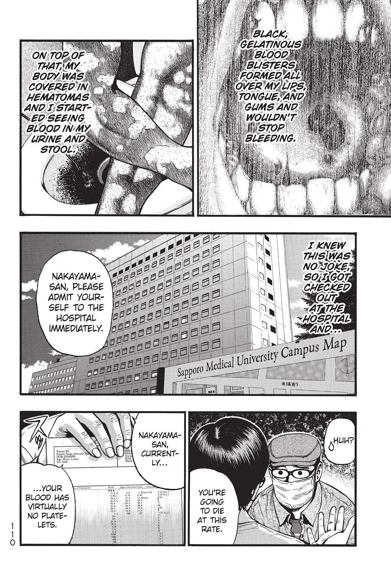 The (paranormal?) sudden bleeding Nakayama had to deal with (Image via Masaaki Nakayama/Kodansha