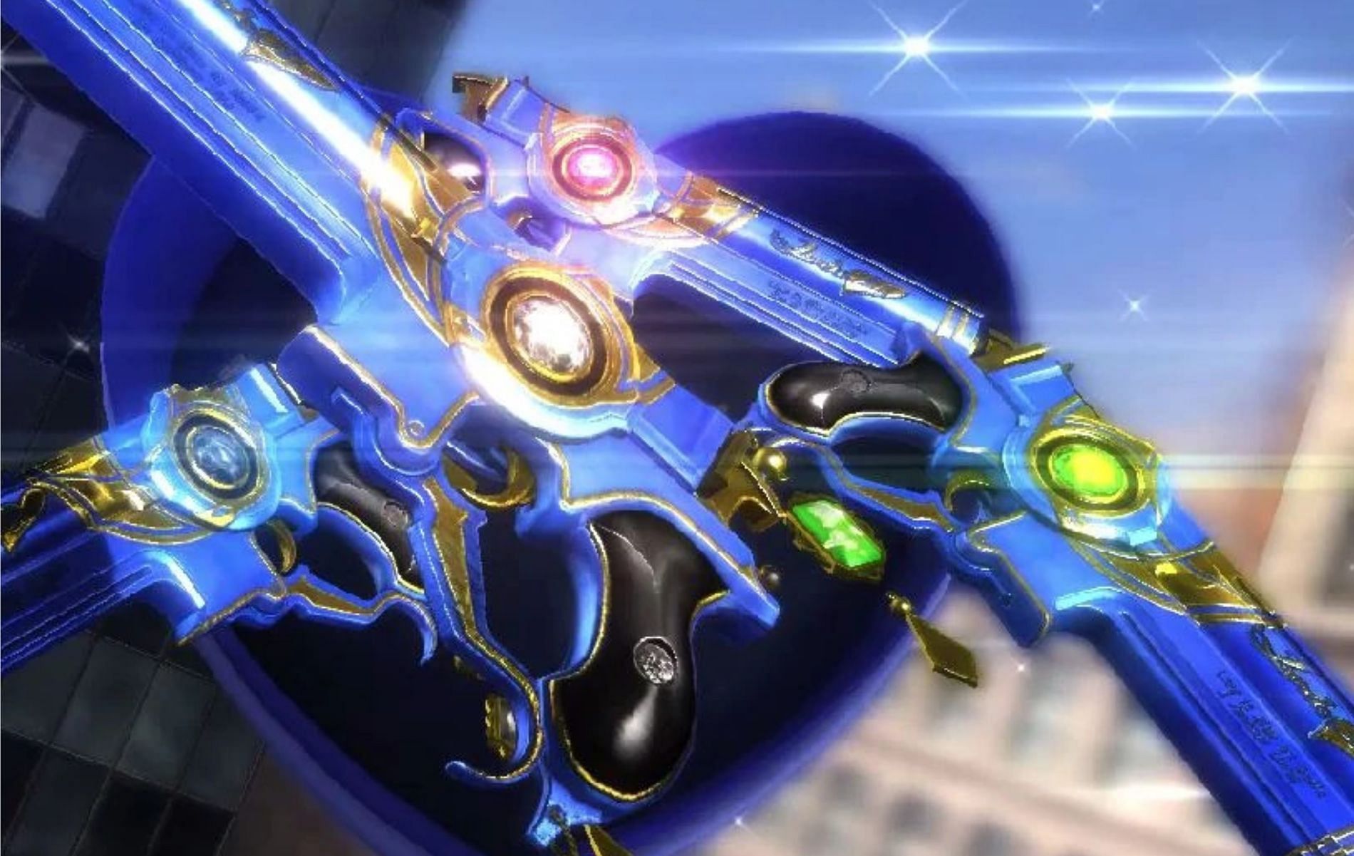 Love is Blue pistols in Bayonetta 3 (image via Platinum Games)