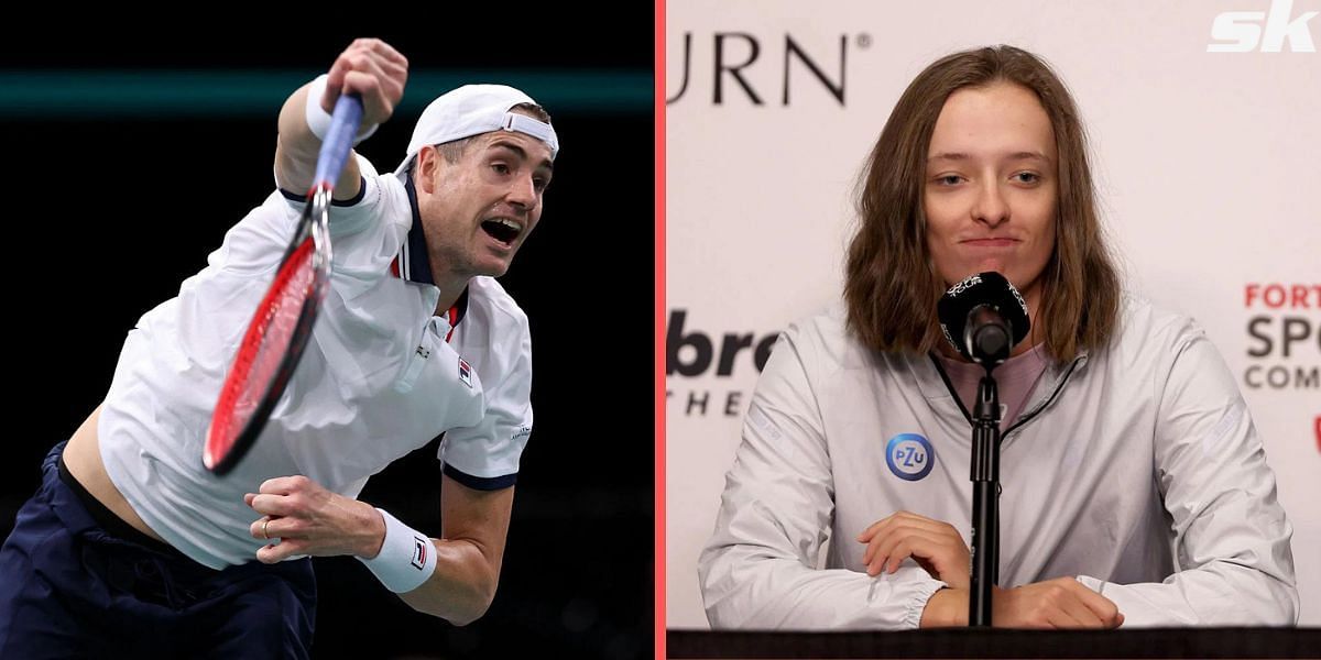 John Isner (L) and Iga Swiatek