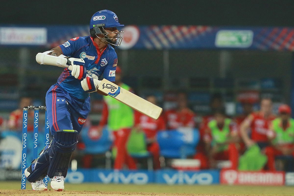 Shikhar Dhawan playing for the Delhi Capitals. (Image Credits: Twitter)