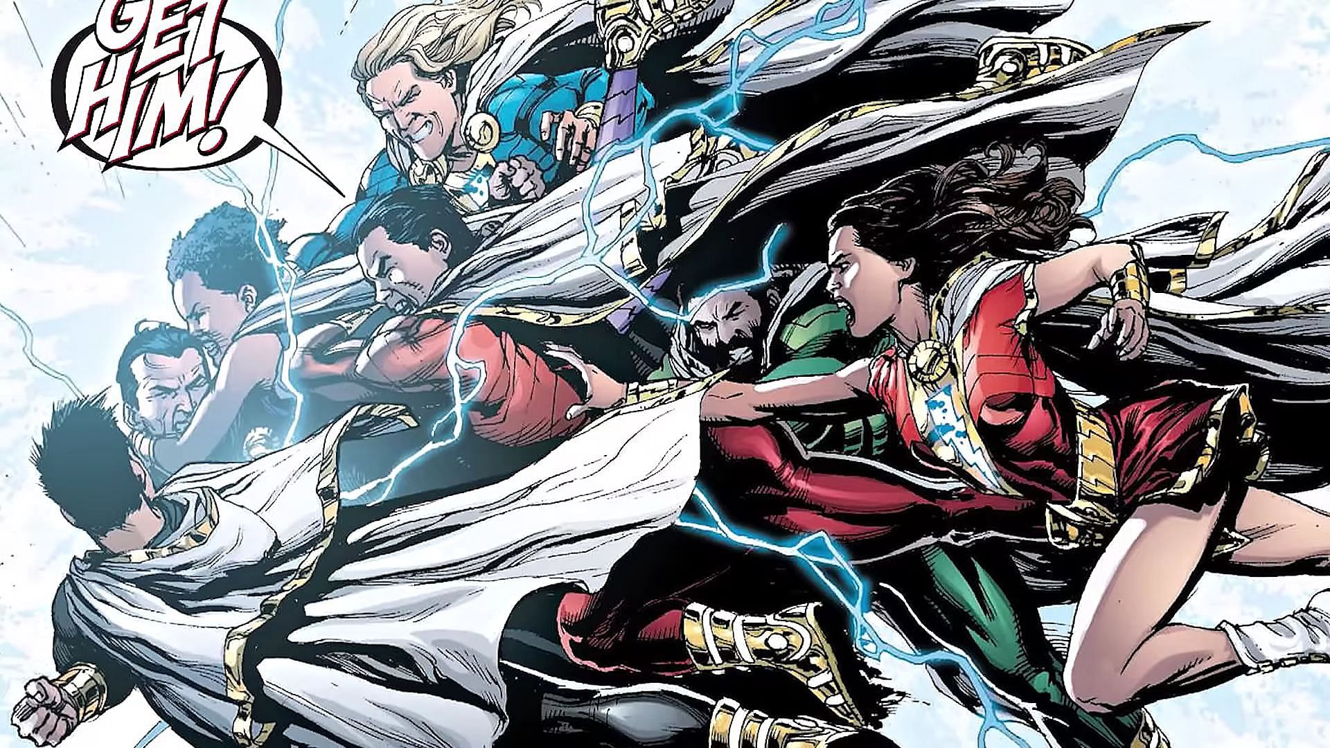 Adam fighting the Shazam family in DC Comics (Image: DC Entertainment)