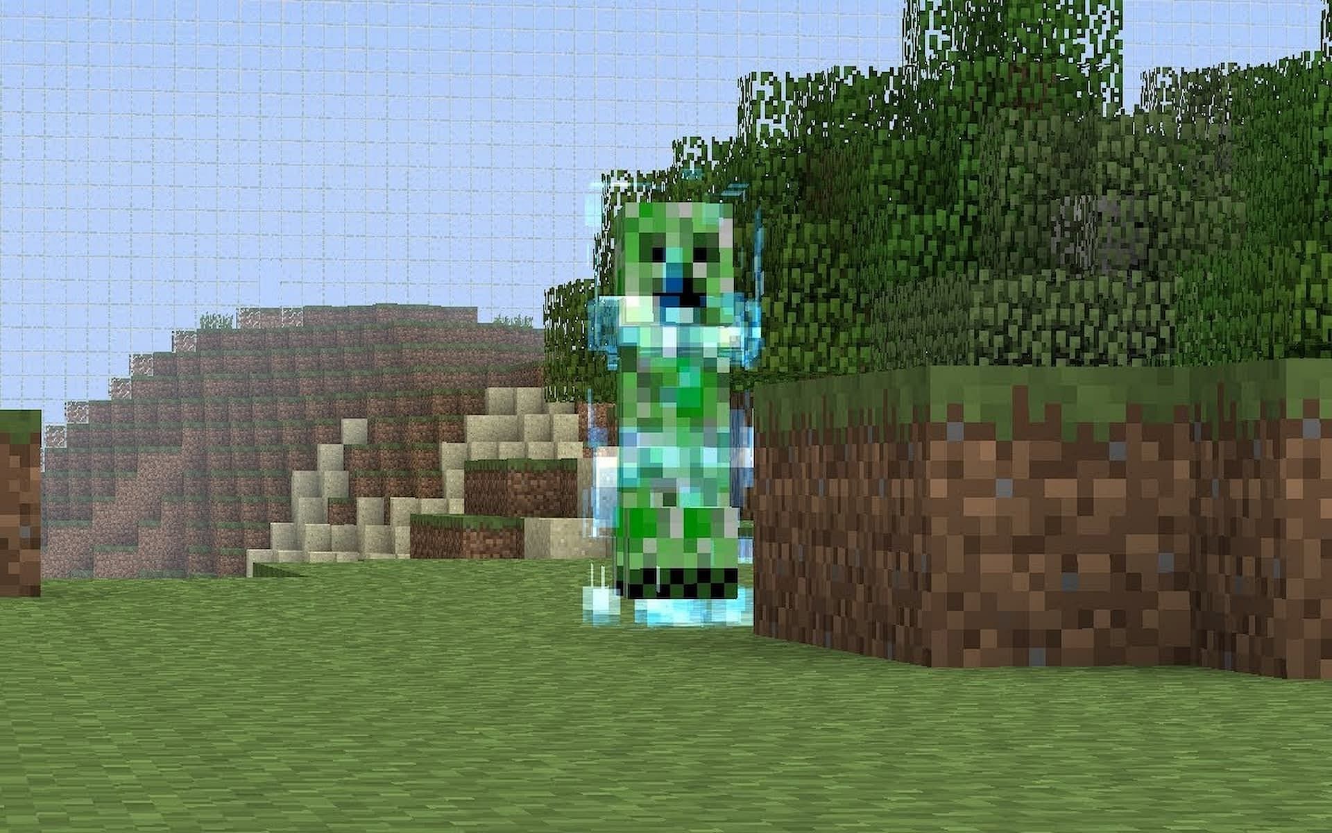 A charged creeper is blue in Minecraft (Image via AstonishingGamer on YouTube)