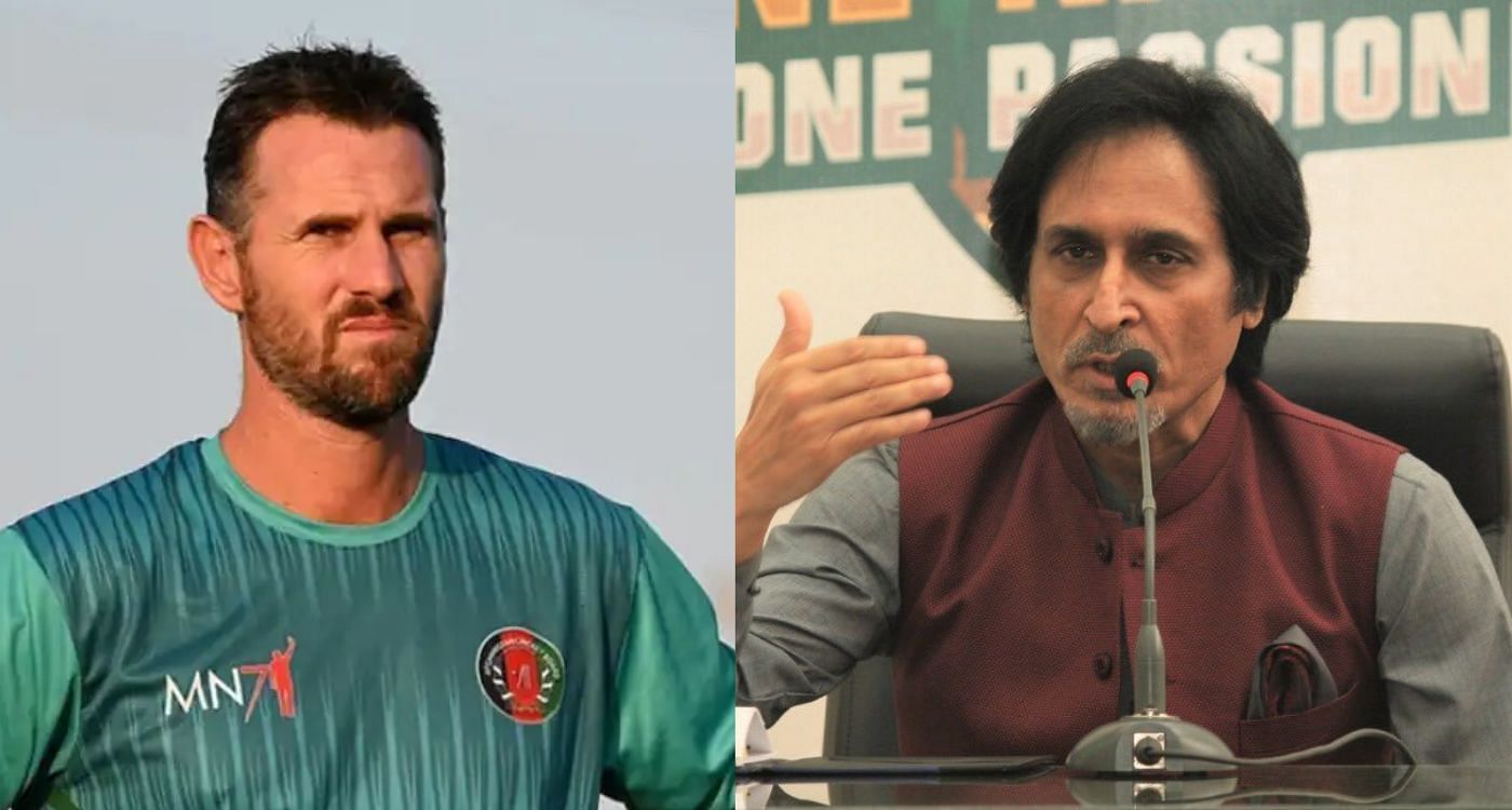 पाकिस्तानी गेंदबाज कोच शॉन टेट और पीसीबी चेयरमैन रमीज राजा 