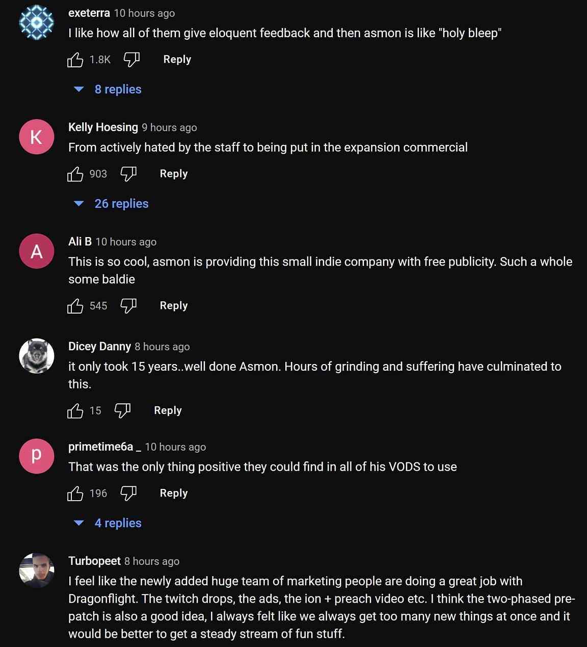 Fans in the YouTube comments section react to the streamer&#039;s clip (Images via Asmongold Clips/YouTube)
