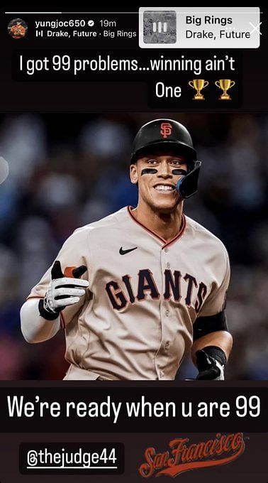 MLB Twitter debate whether AL MVP returns home to California after Joc  Pederson's Instagram post of Aaron Judge in a Giants uniform