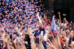 High-spirited Houston Astros fans recreated the viral hat toss from the 2017 World Series title celebration