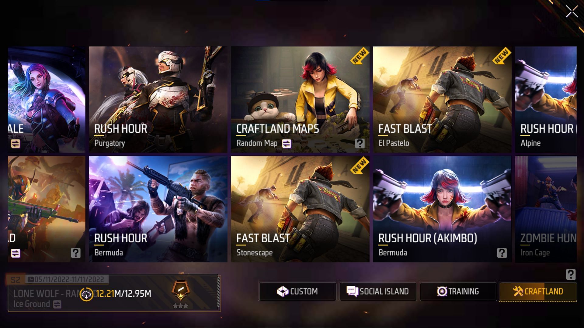 Several game modes are available (Image via Garena)