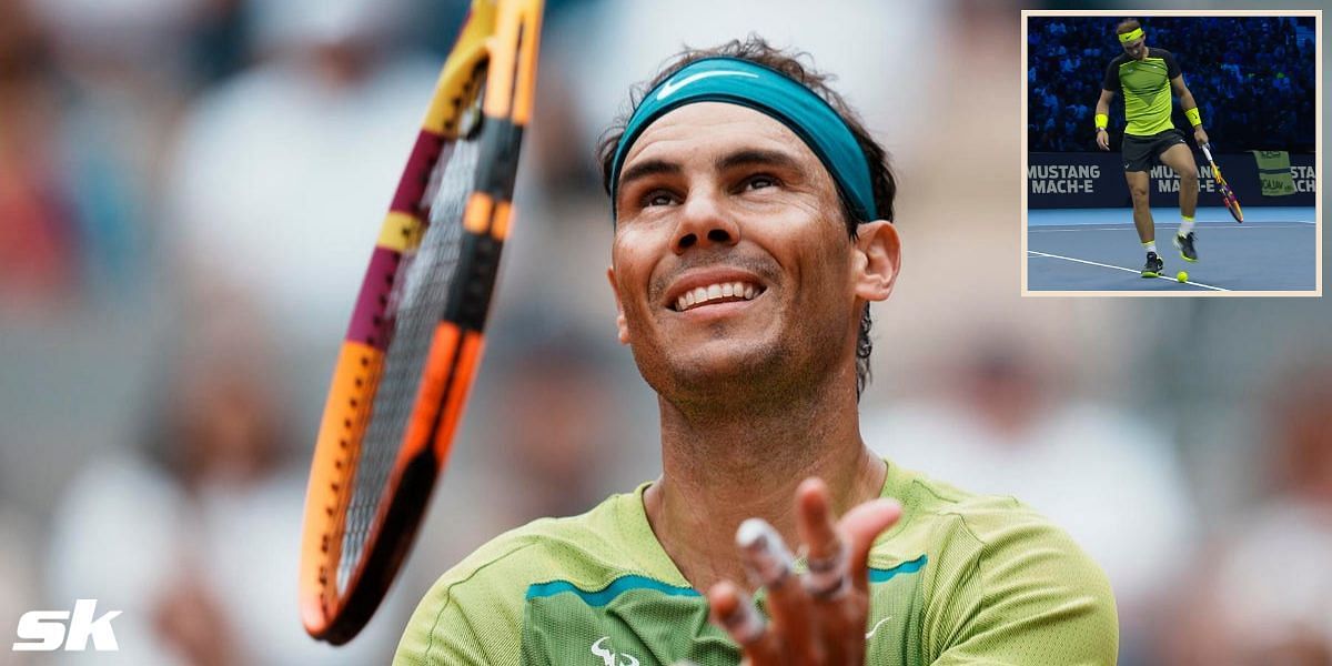Rafael Nadal switches sports as he displays football skills on the tennis court during win against Casper Ruud at ATP Finals