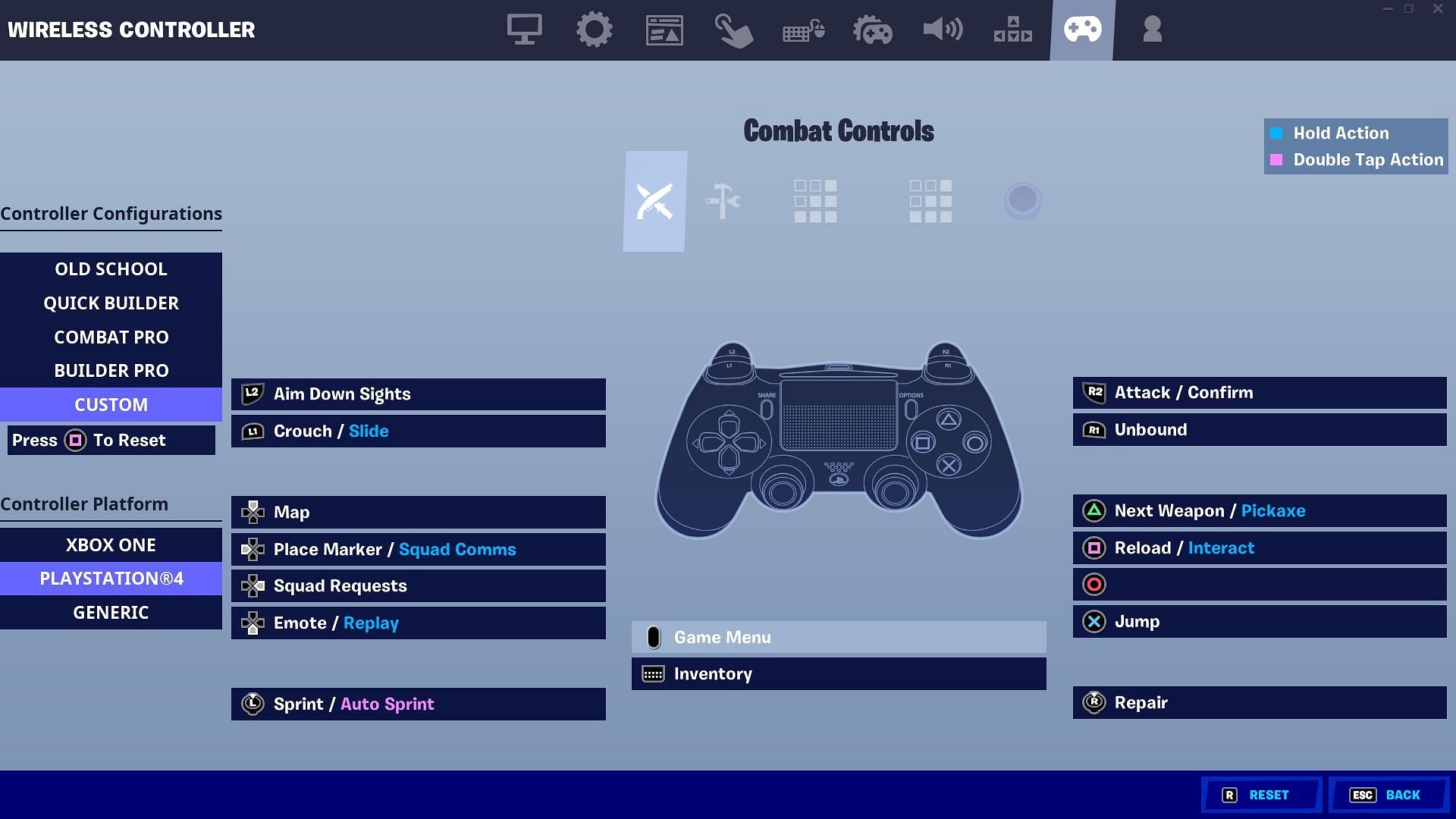 Players can change the functionality of each key (Image via Epic Games/Fortnite)