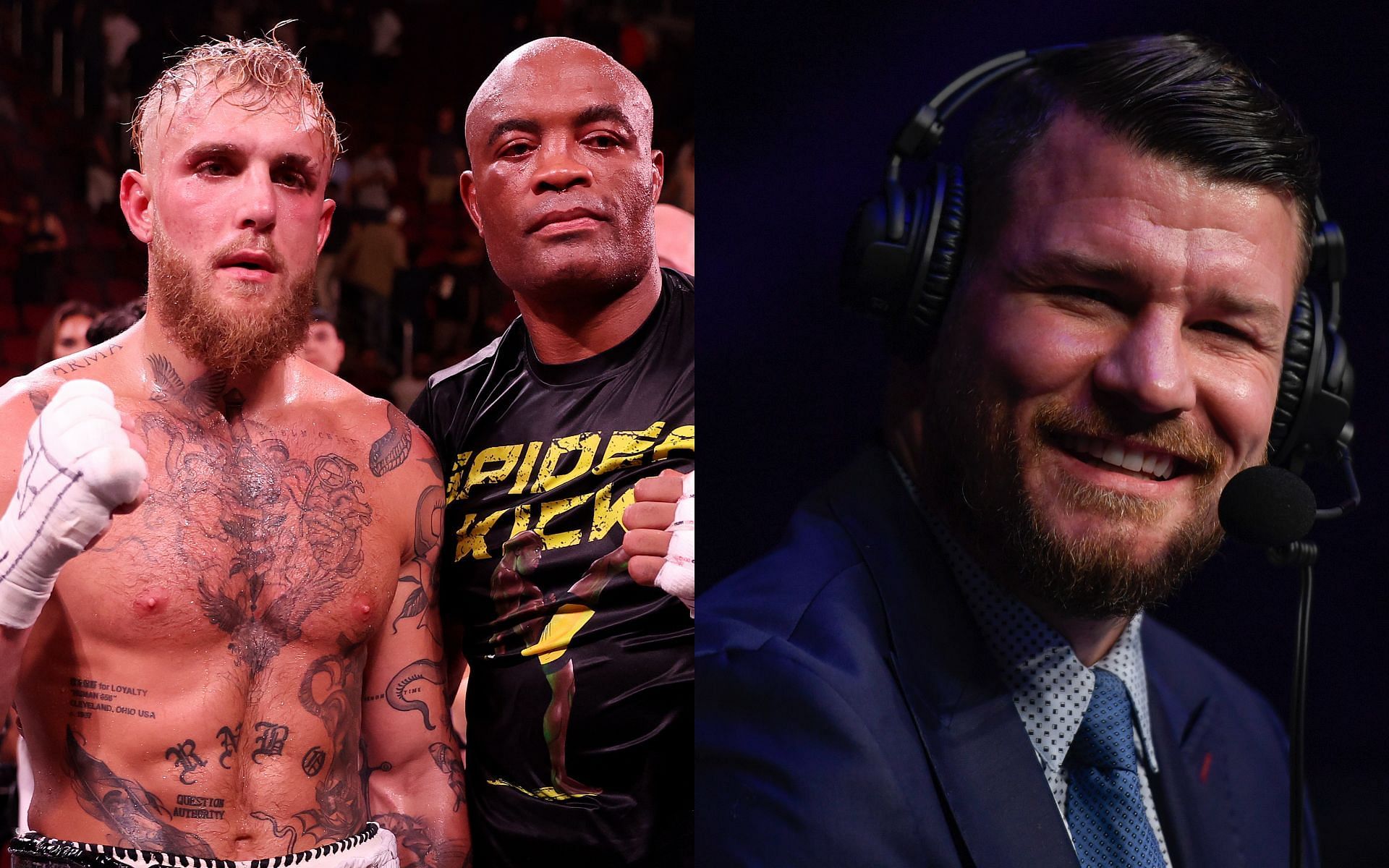 Jake Paul and Anderson Silva (left) and Michael Bisping (right) [Image Courtesy: Getty Images]