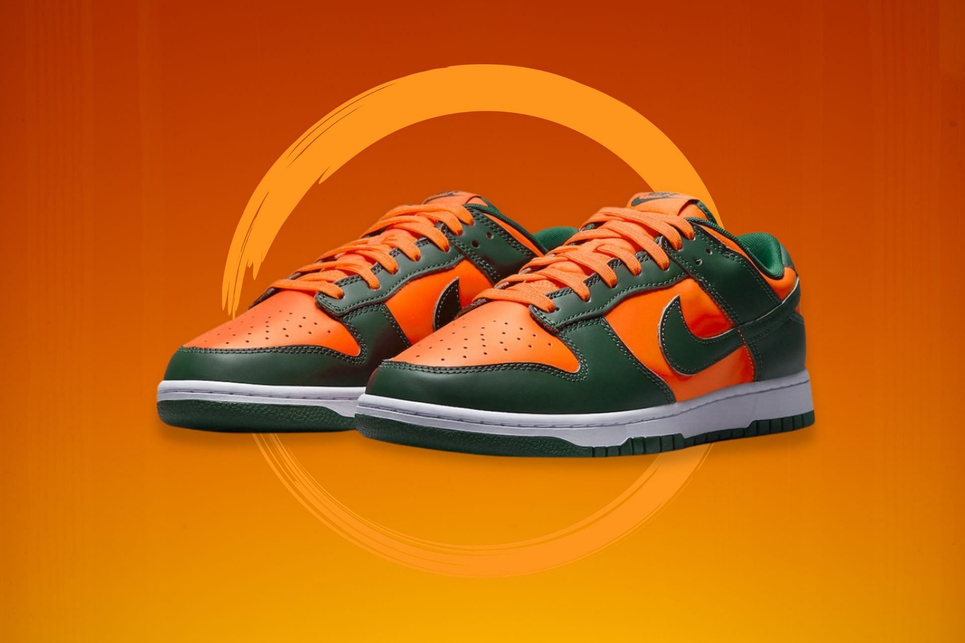 Nike Dunk Low &quot;Miami Hurricanes&quot; sneakers (Image via Nike)