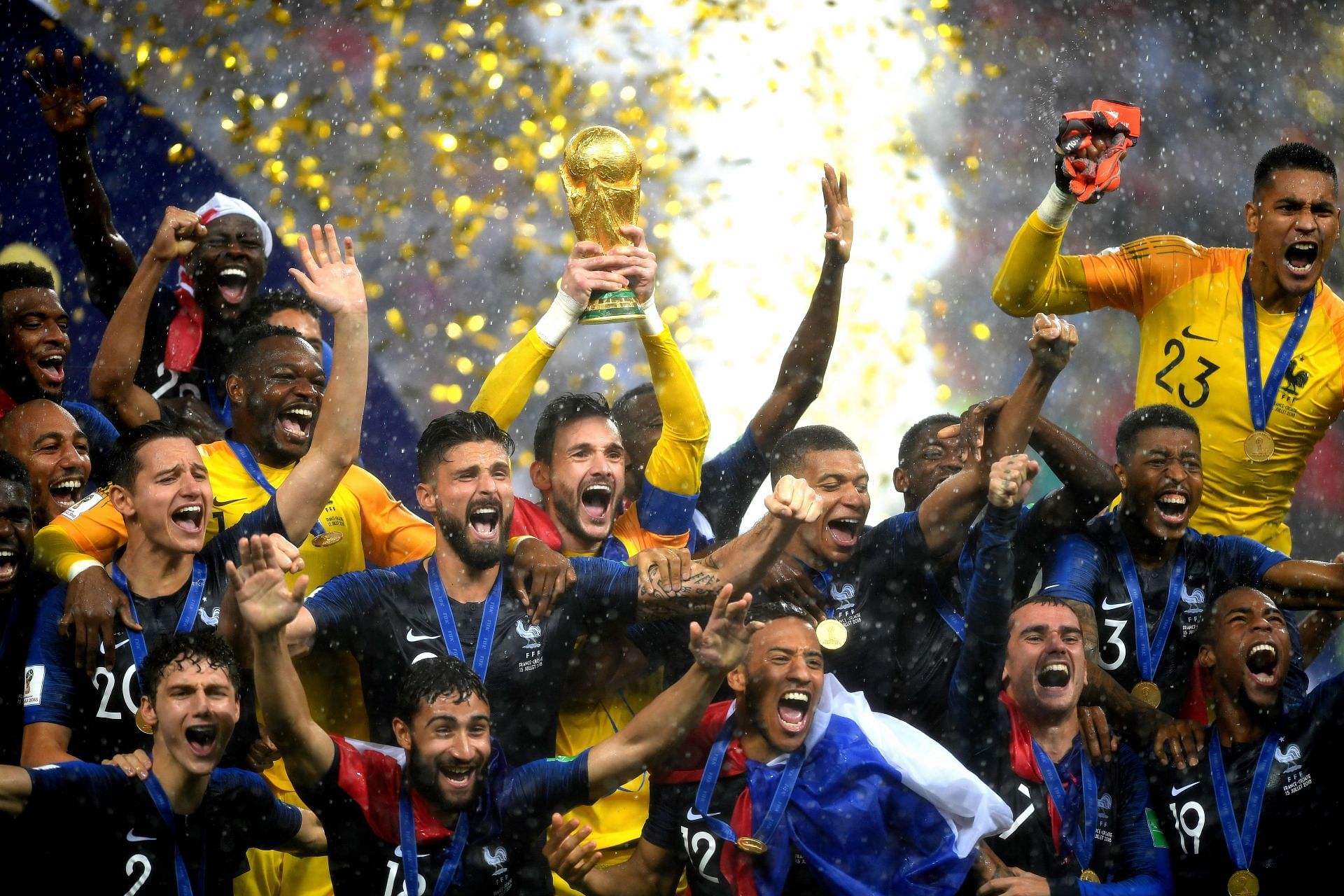 Hugo Lloris lifting the World Cup in 2018