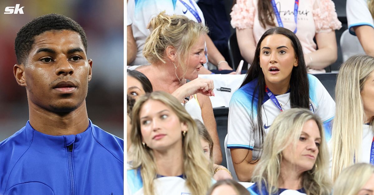Marcus Rashford joins fiancee Lucia Loi in the stands after brilliant performance against Wales