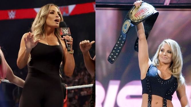 Former two-time world champion commemorates historic moment alongside Trish Stratus